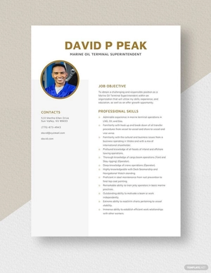 Marine Oil Terminal Superintendent Resume