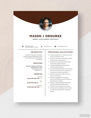 Market Development Specialist Resume
