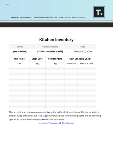 Free Kitchen Inventory Template to Edit Online