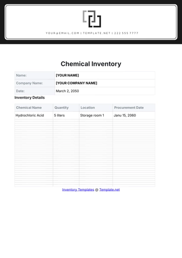 Free Chemical Inventory Template to Edit Online
