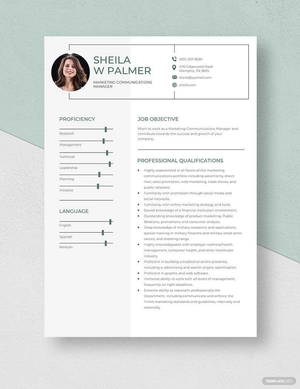 Marketing Communications Manager Resume