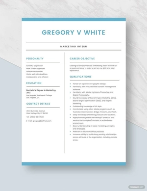 Marketing Intern Resume