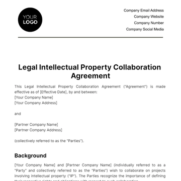 Free Legal Intellectual Property Collaboration Agreement Template to Edit Online