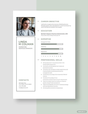 Marketing Services Manager Resume