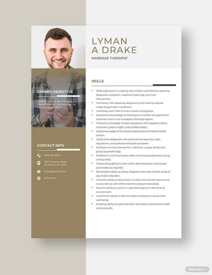 Marriage Therapist Resume