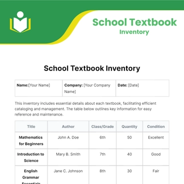 Free School Textbook Inventory Template to Edit Online