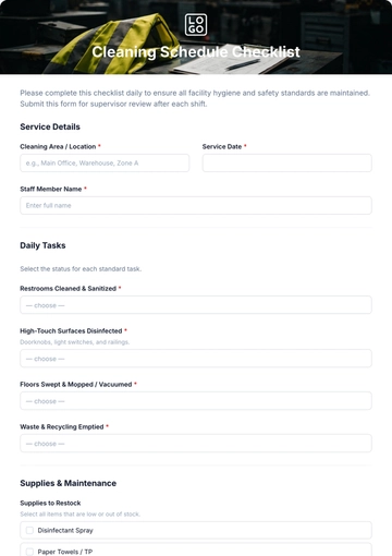 Free Cleaning Schedule Checklist Template & AI Maker