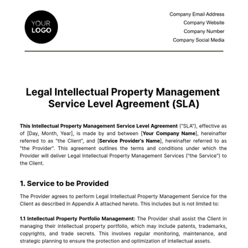 Free Legal Intellectual Property Management SLA Template to Edit Online Free Legal Intellectual Property Management SLA Template to Edit Online