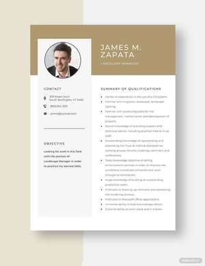 Landscape Manager Resume