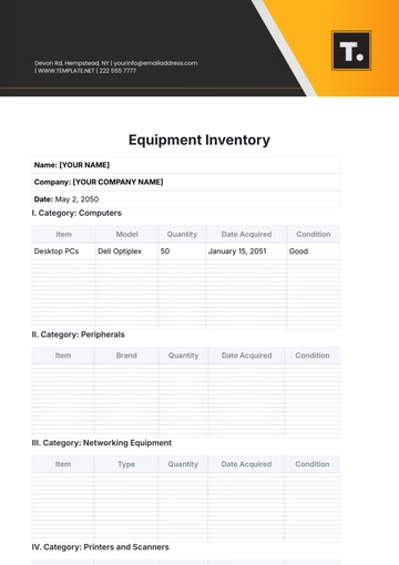 Free Equipment Inventory Template to Edit Online