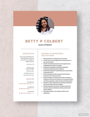 Sales Attendant Resume