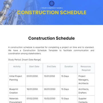 Free Construction Schedule Template to Edit Online