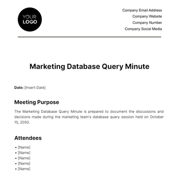 Free Marketing Database Query Minute Template to Edit Online