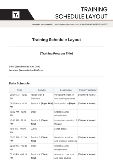Free Training Schedule Template to Edit Online