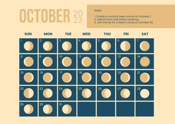 Free October Calendar Template With Moon Phases to Edit Online