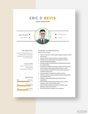 Sales Specialist Resume