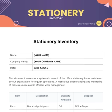 Free Stationery Inventory Template to Edit Online