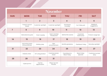 Free Content Calendar Template to Edit Online