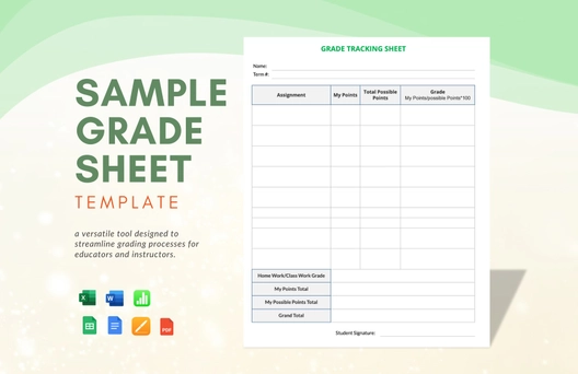 Sample Grade Sheet Template