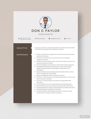 Science Educator Resume
