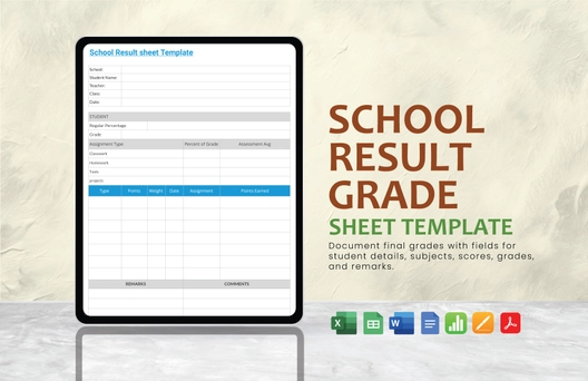 School Result Grade Sheet Template