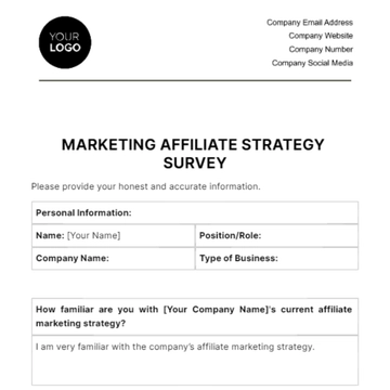 Free Marketing Affiliate Strategy Survey Template to Edit Online