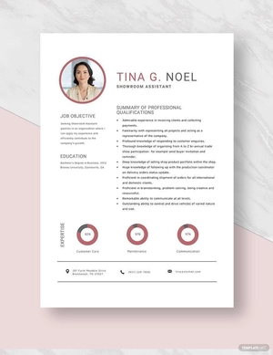 Showroom Assistant Resume