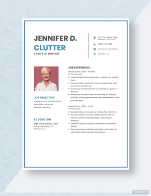 Shuttle Driver Resume