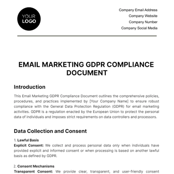 Free Email Marketing GDPR Compliance Document Template to Edit Online