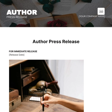 Free Author Press Release Template to Edit Online