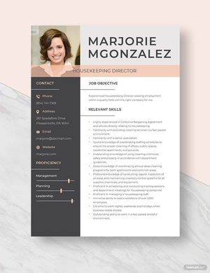 Housekeeping Director Resume