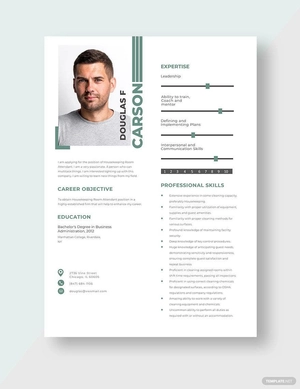 Housekeeping Room Attendant Resume