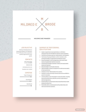 Housing Case Manager Resume