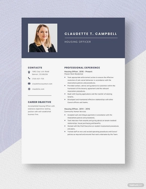 Housing Officer Resume