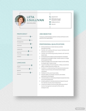 Job Developer Resume
