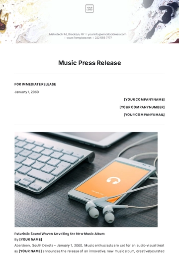 Free Music Press Release Template to Edit Online