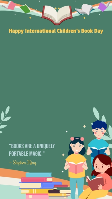 Free International Children???s Book Day  Snapchat Geofilter Template to Edit Online