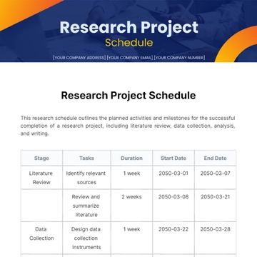 Free Research Schedule Template to Edit Online