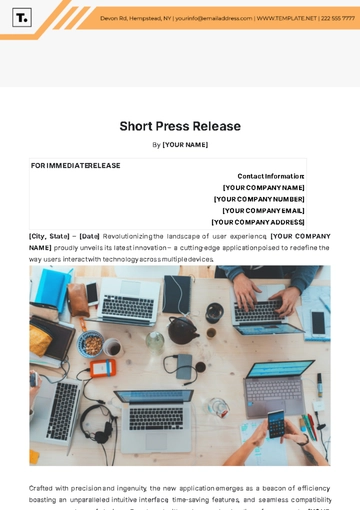 Free Short Press Release Template to Edit Online