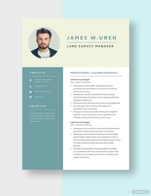 Land Survey Manager Resume
