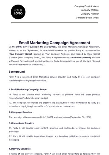 Free Email Marketing Campaign Agreement Template to Edit Online
