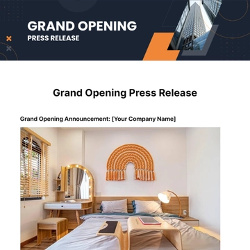 Free Grand Opening Press Release Template to Edit Online