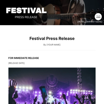 Free Festival Press Release Template to Edit Online
