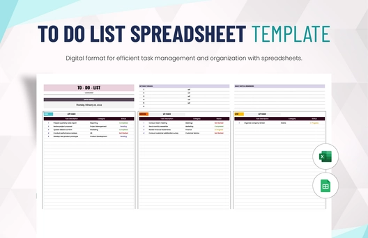 To Do List Spreadsheet Template