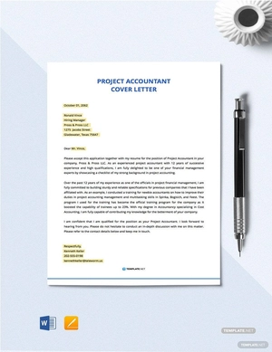Project Accountant Cover Letter Template