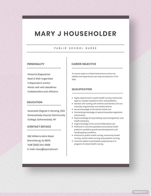 Public School Nurse Resume