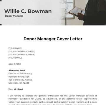 Free Donor Manager Cover Letter Template to Edit Online