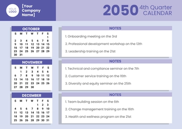 Free Quarterly Training Calendar Template to Edit Online