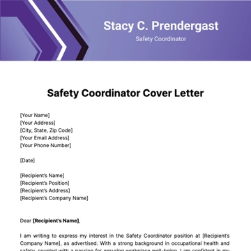 Free Safety Coordinator Cover Letter Template to Edit Online