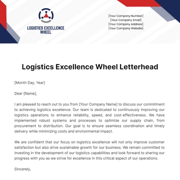 Free Logistics Excellence Wheel Letterhead Template to Edit Online